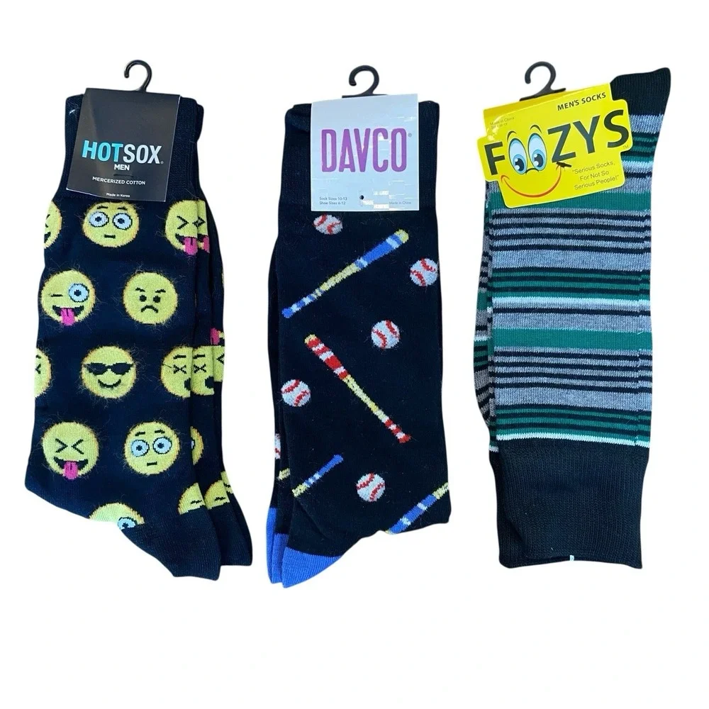 Men's HOTSOX, FOOZYS, DAVCO Lot Of 3‎ Pairs Of Socks Size 10-13 New